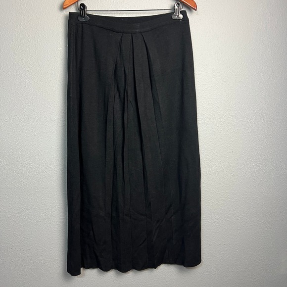 Jean Pierre Collection Skirt Black Lambswool Blend Pleated Midi Knit Women's L - Picture 1 of 7